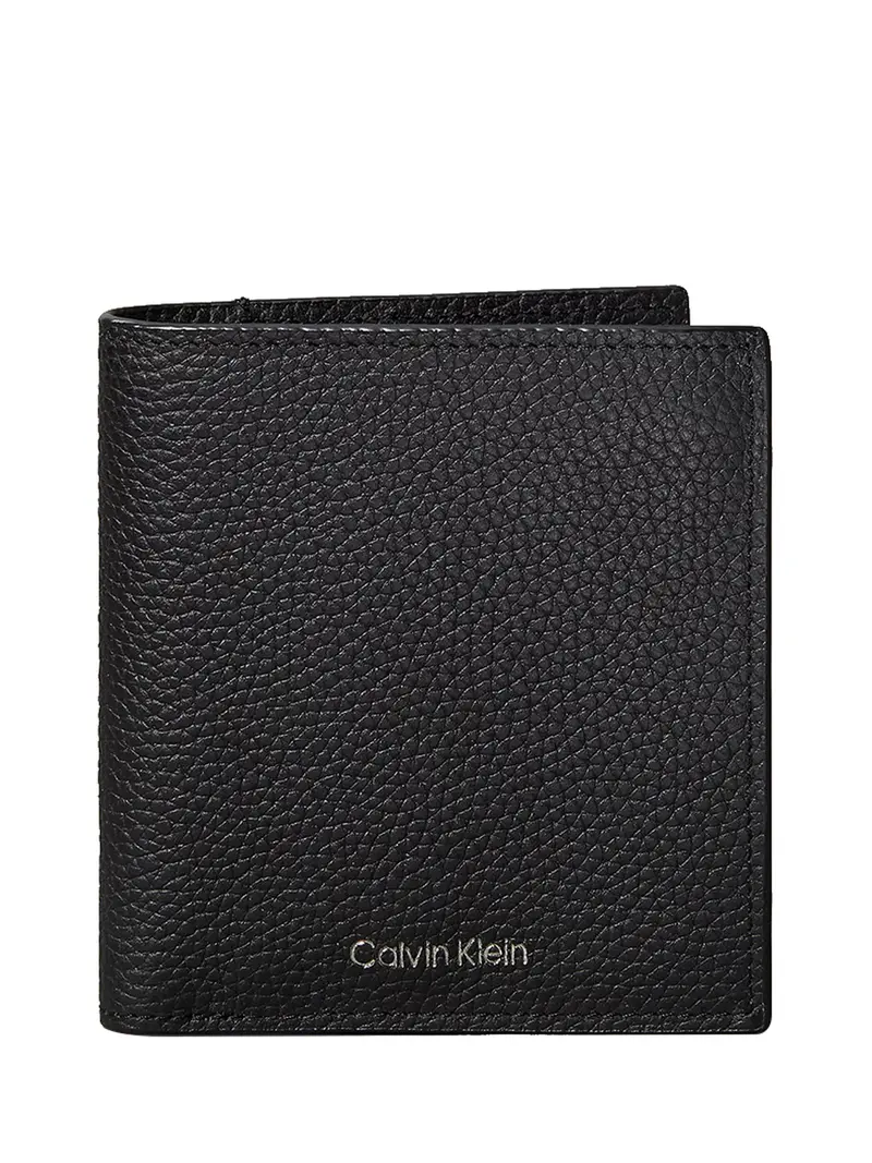 Portafoglio A Libro Slim Con Logo Stampato In Lamina - Nero