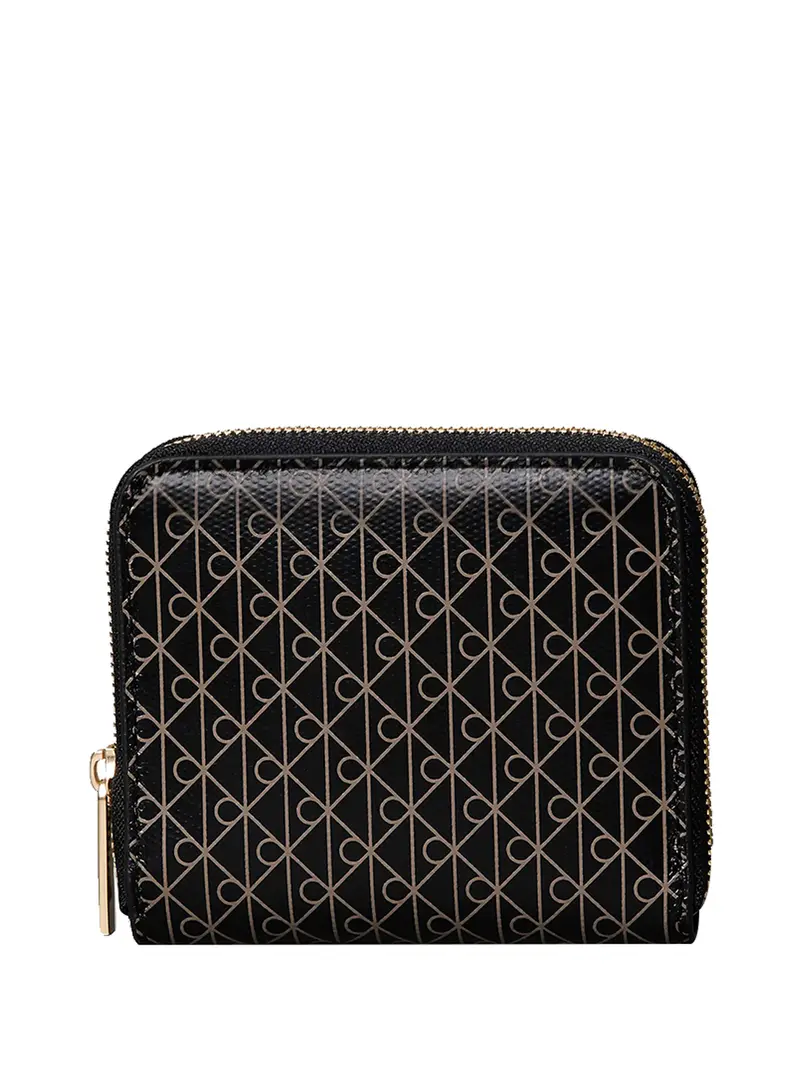 Portafoglio Calvin Klein Con Zip Quadrato Con Monogramma - Nero