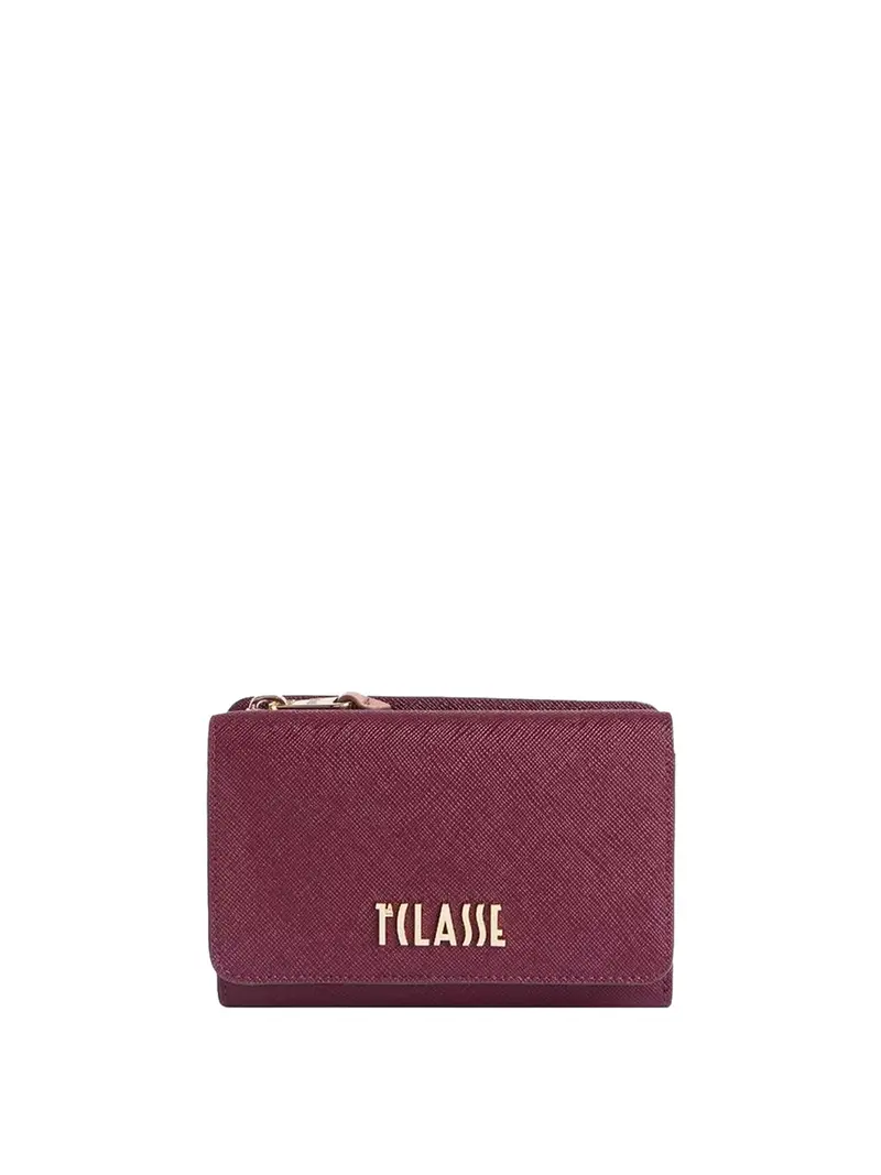 Portafoglio Medio Logo Frontale Prima Classe Burgundy