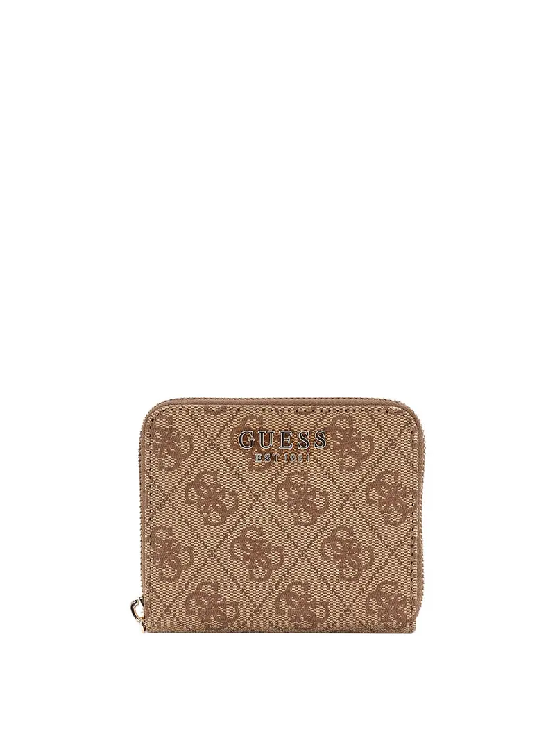 Portafoglio Mini Guess Con Logo Laurel 4G - Beige