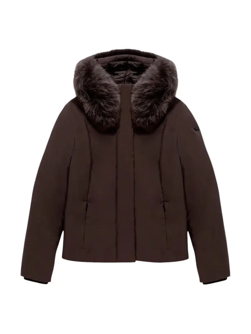 REFRIGIWEAR Piumino Donna SHORT LADY TECH FUR JACKET BLACK COFFEE - W99208 XT3790 H01911