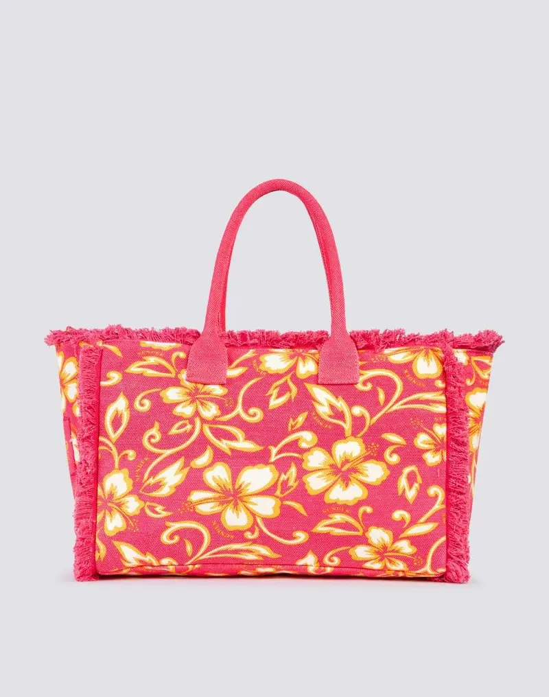 Regular tote bag effetto stone washed con stampa SK23 pitaya
