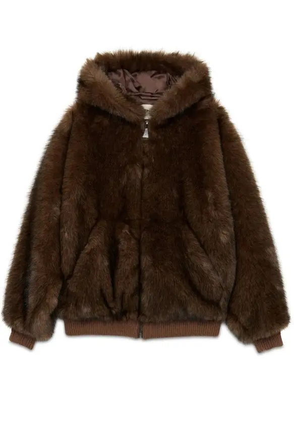 ROY ROGER'S Bomber con cappuccio in ecopelliccia