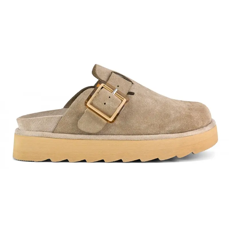 Sabot platform in pelle scamosciata