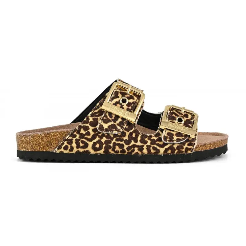 Sandali in pelle con stampa animalier