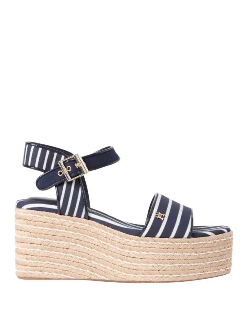 Sandalo Tommy Hilfiger Breton Stripe Platform Wedge Espadrilles Navy