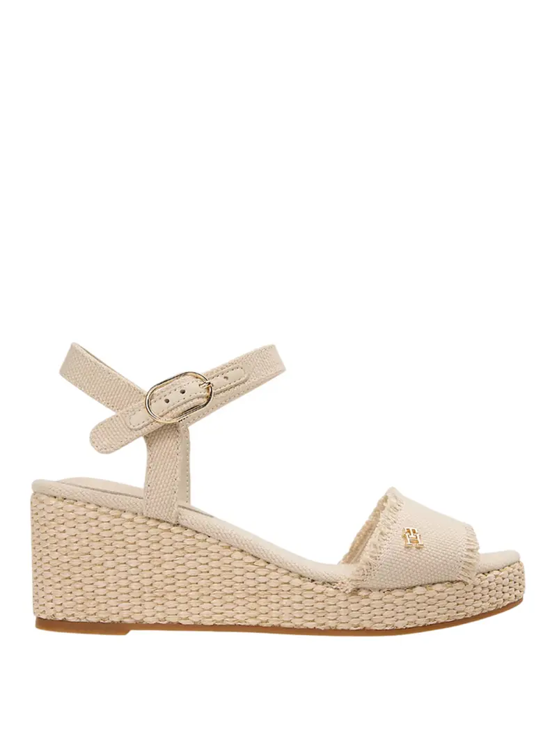 Sandalo Tommy Hilfiger Espadrillas In Tessuto Con Plateau Beige