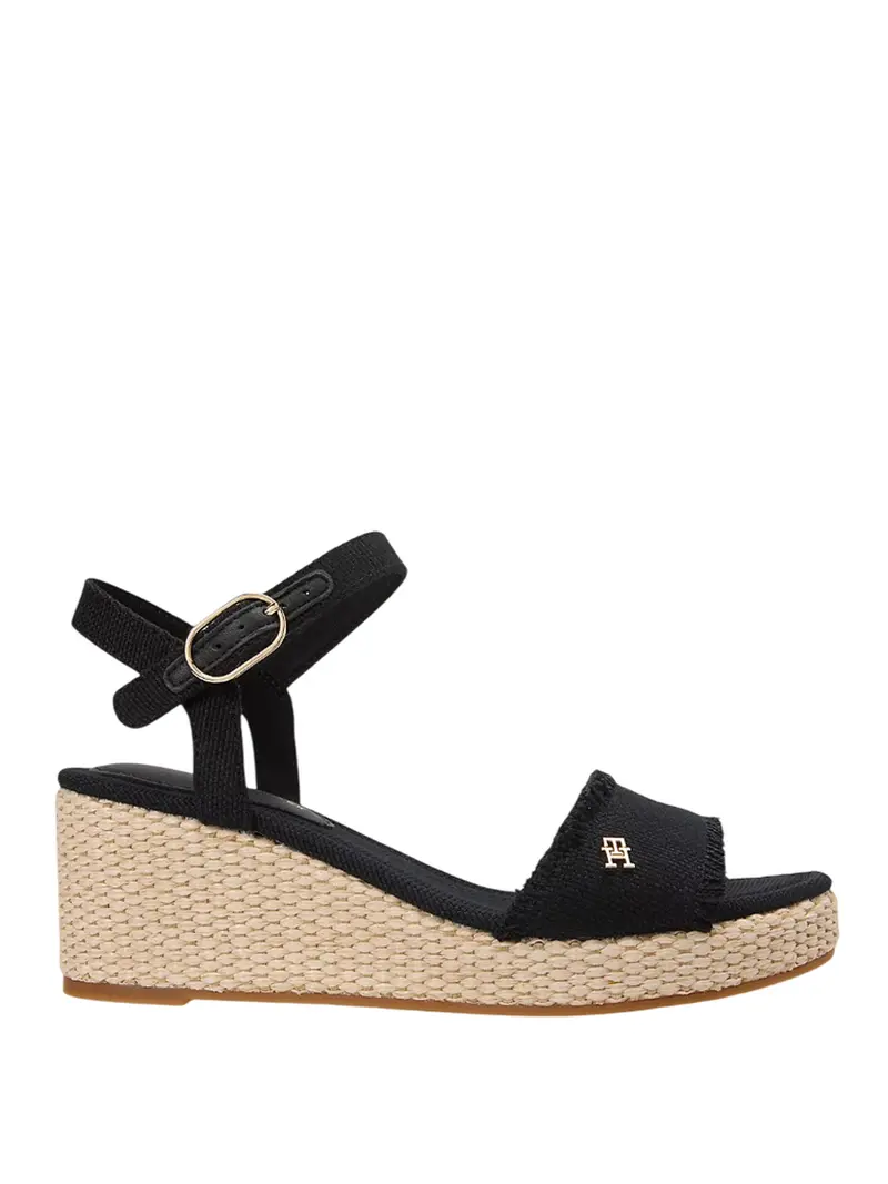 Sandalo Tommy Hilfiger Espadrillas In Tessuto Con Plateau Nero