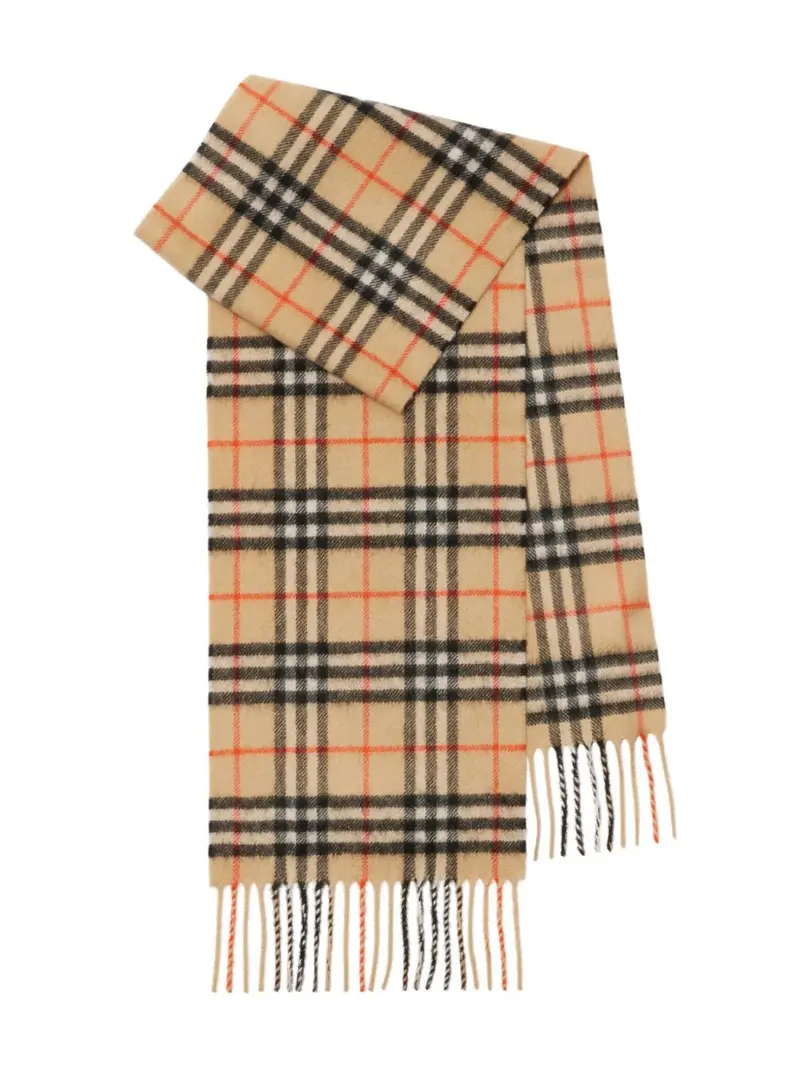 Sciarpa marrone con check per bambina