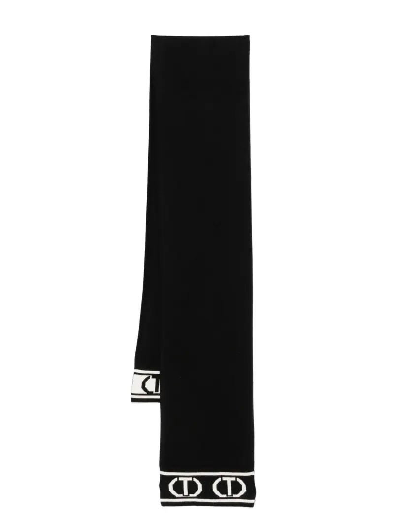 Sciarpa nera per bambina con logo