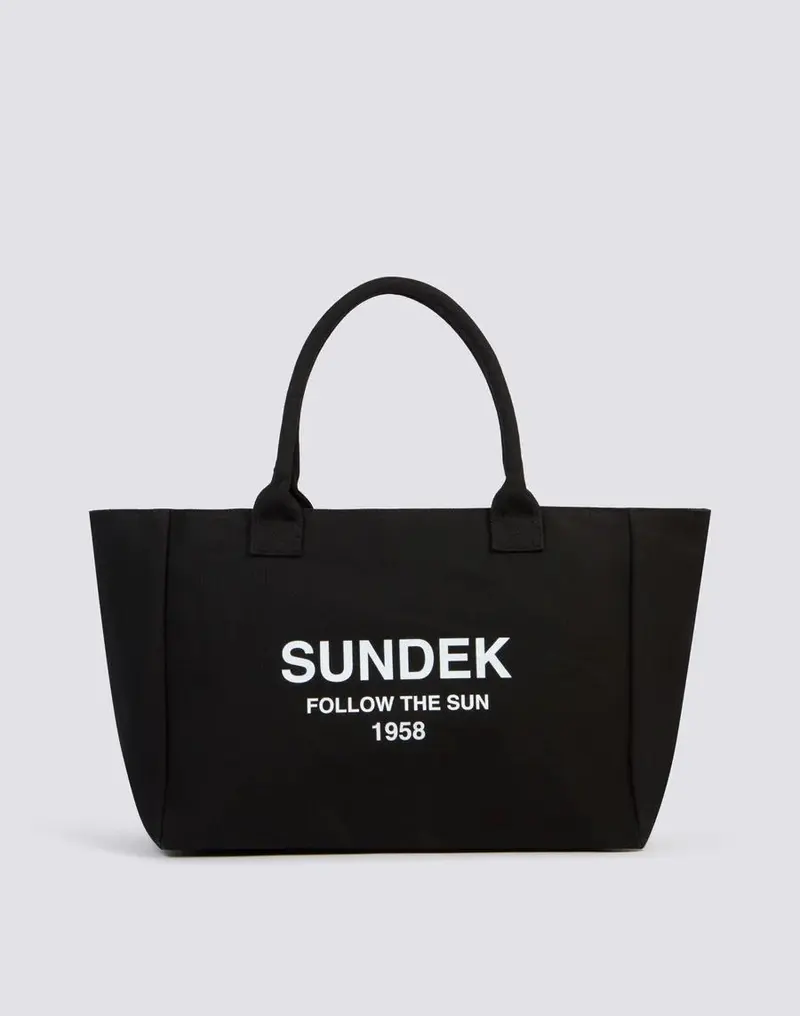 Shopper in cotone canvas stone washed nero
