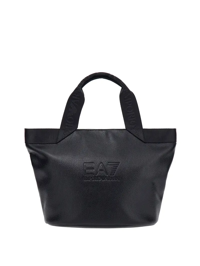 Shopping Ea7 bag con logo in rilievo e manici logati - Nero