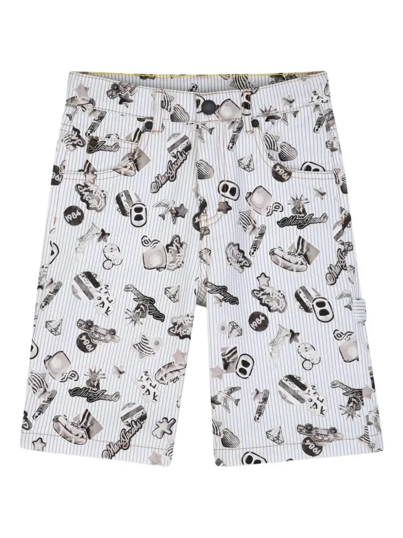 Shorts a righe con stampa grafica