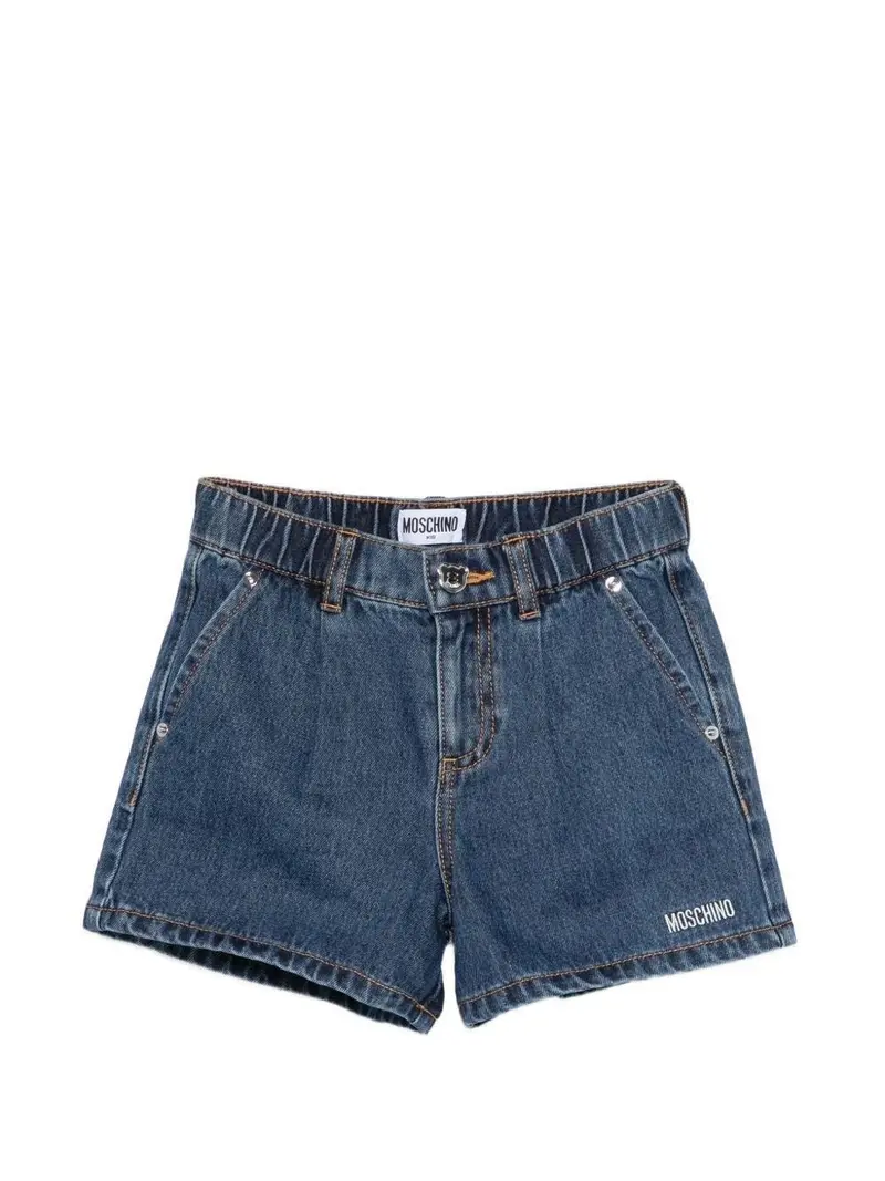 Shorts denim con logo ricamato