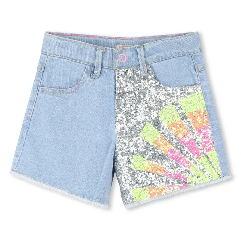 Shorts in denim con paillettes
