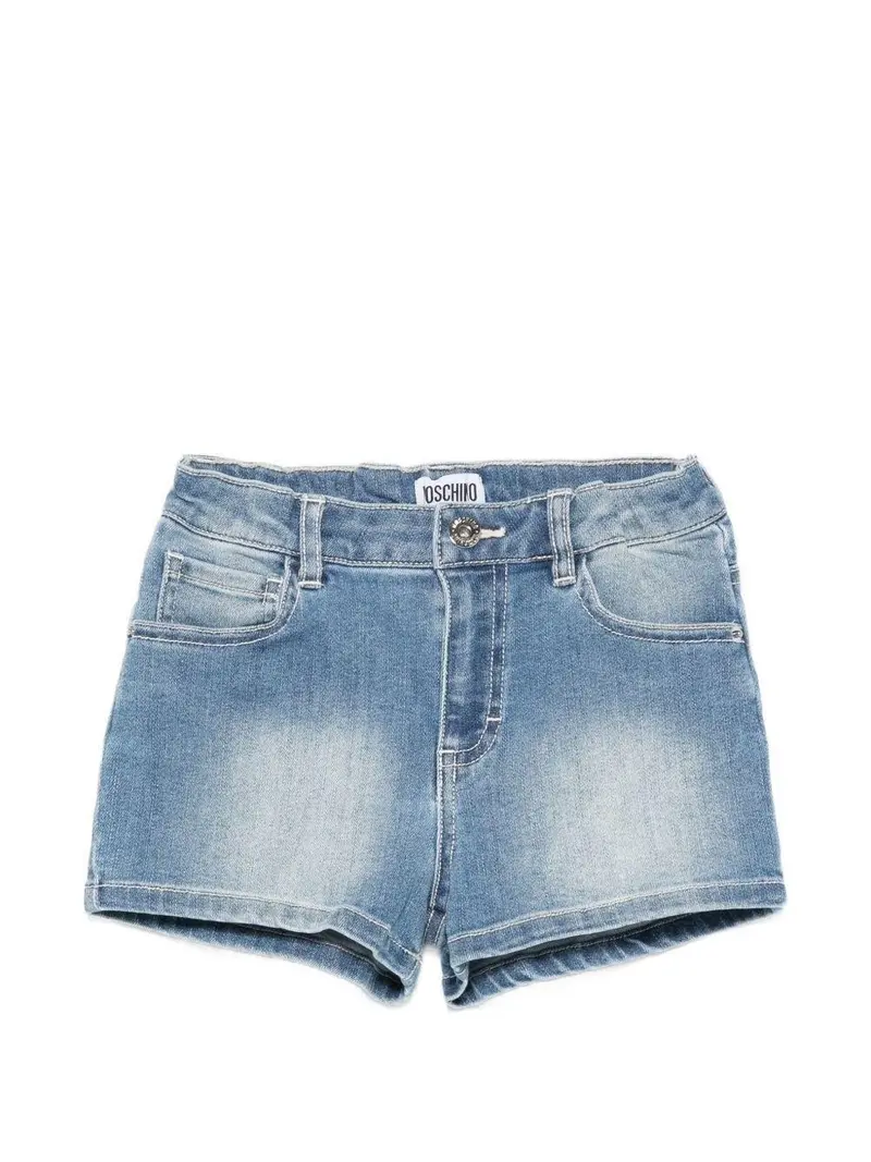 Shorts in denim con stampa grafica sul retro