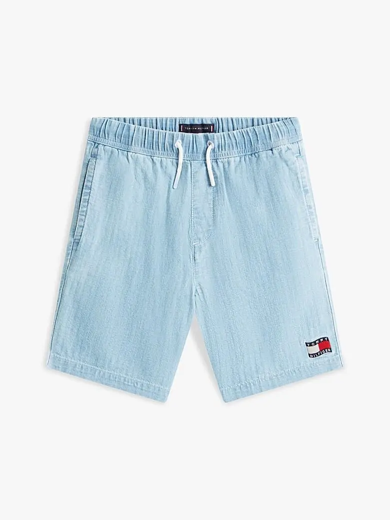 Shorts relaxed fit con trama a spina di pesce