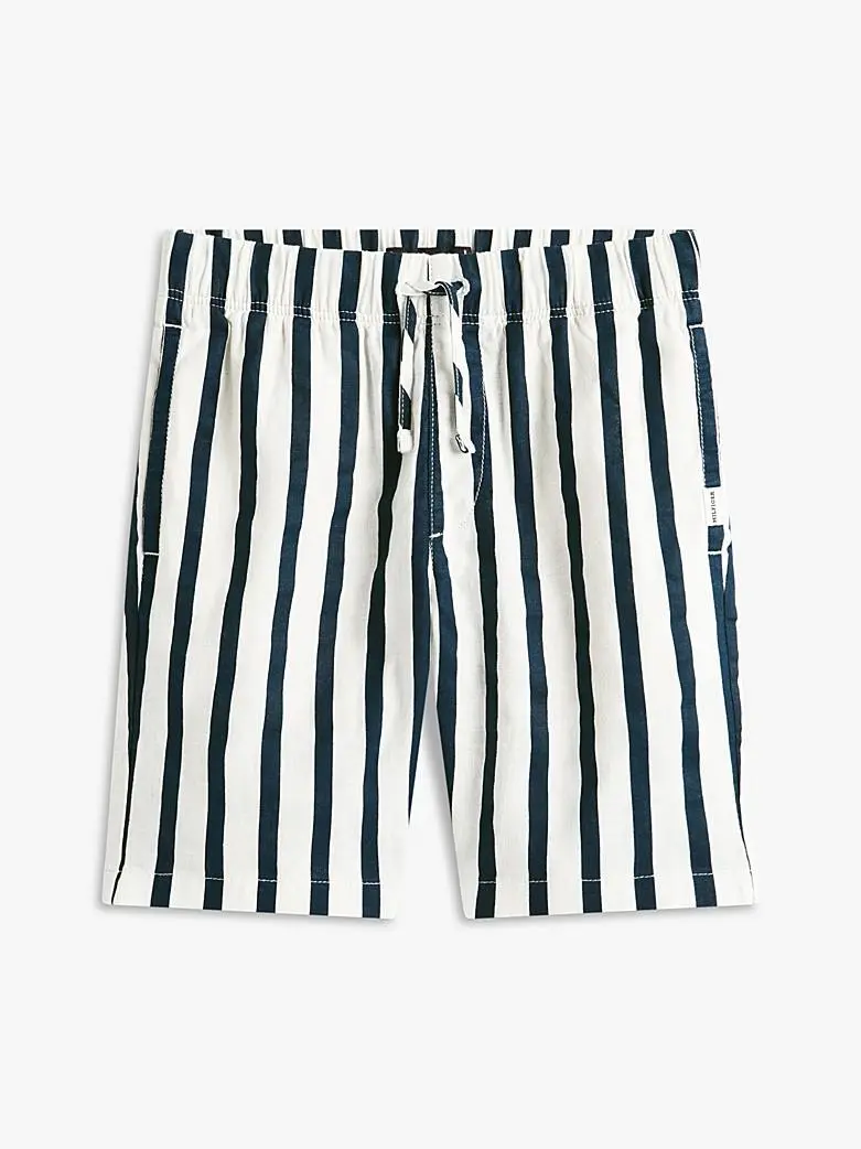 Shorts relaxed fit in misto lino a righe
