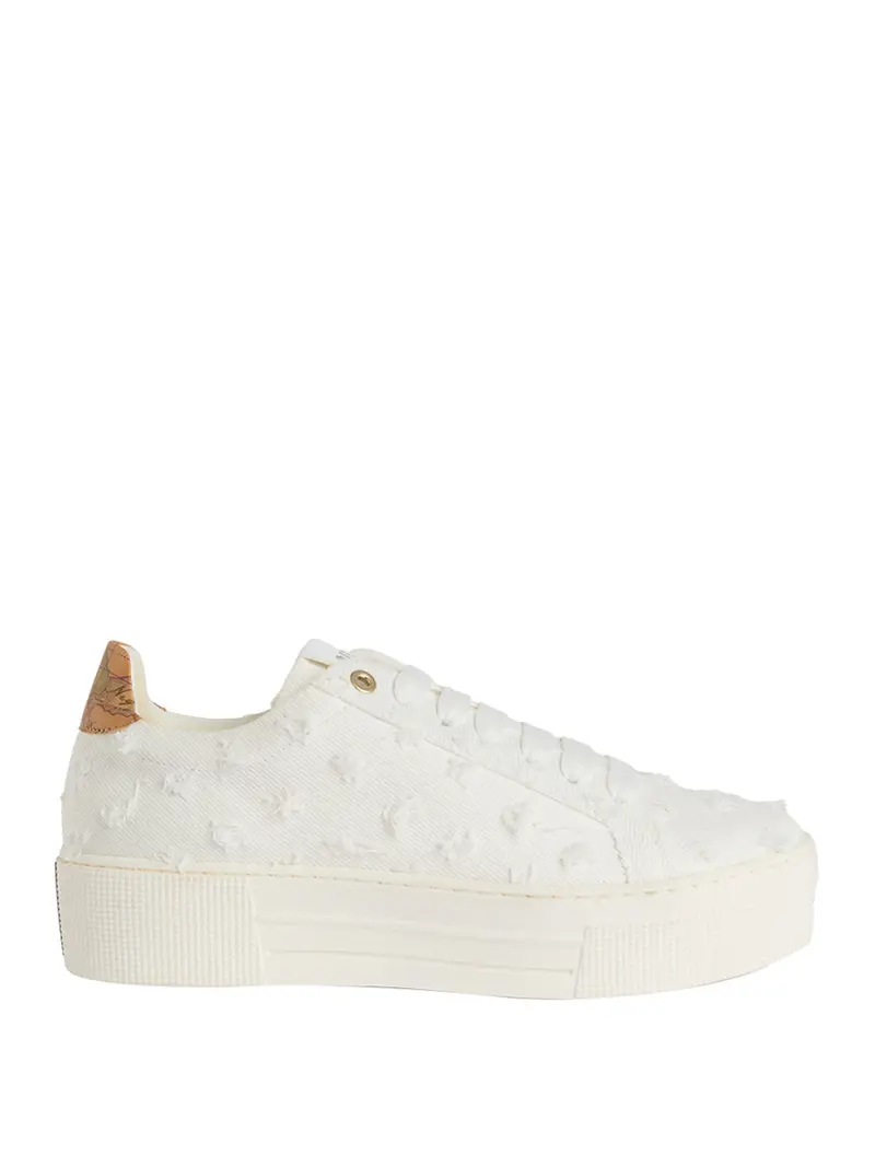 Sneakers Alviero Martini In Denim Con Tallone Geo Classic - Bianco
