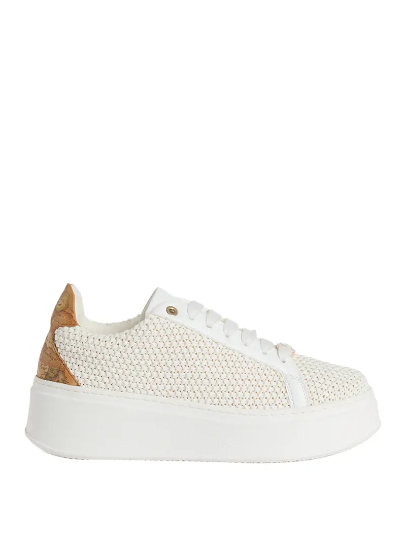 Sneakers Alviero Martini In Tessuto Rafia Intrecciato - Bianco