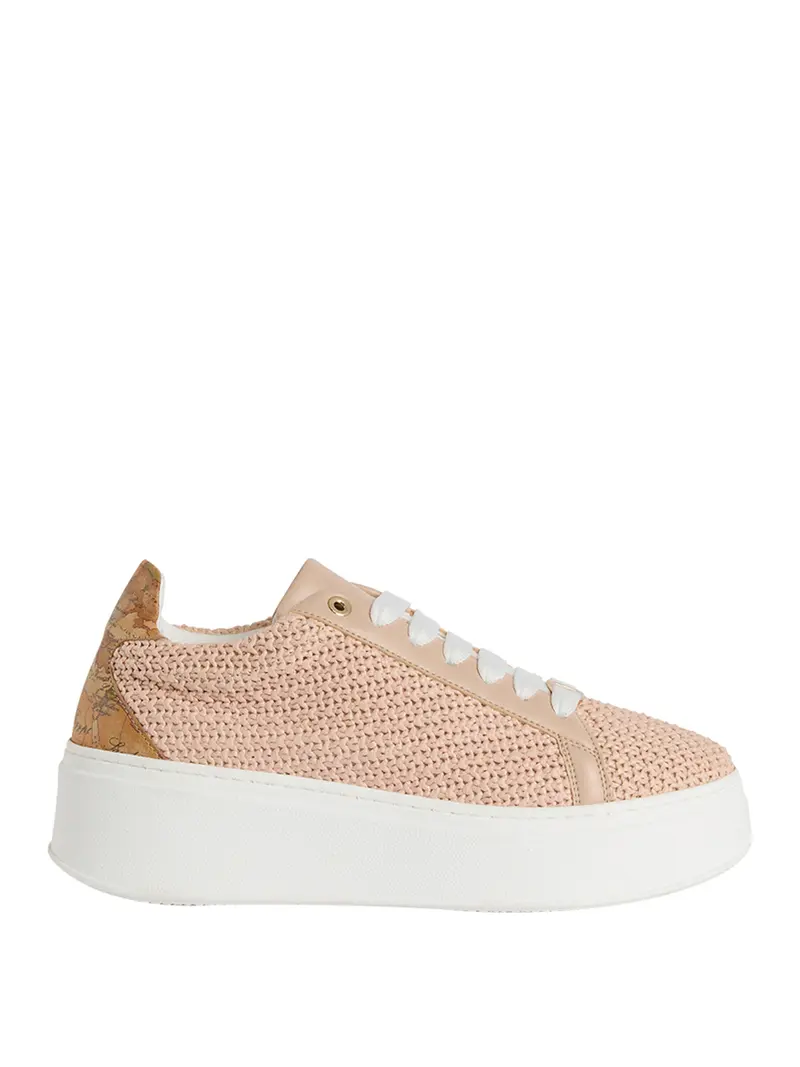 Sneakers Alviero Martini In Tessuto Rafia Intrecciato - Rosa Chiaro