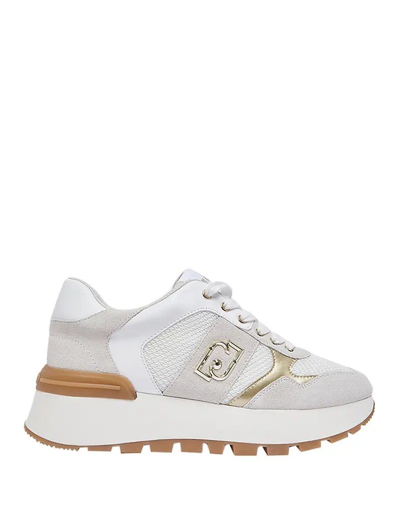 Sneakers Liu Jo Platform In Suede E Mesh - Bianc
