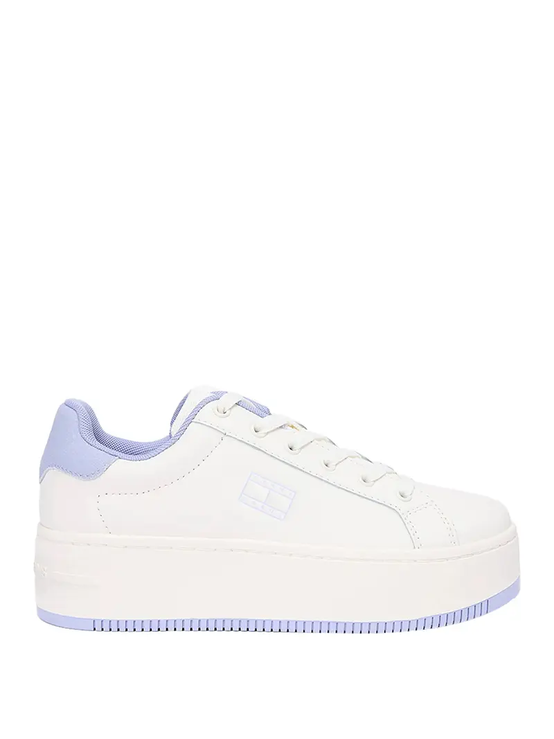 Sneakers Tommy Hilfiger Essential In Pelle Con Logo - Avorio/Lilla