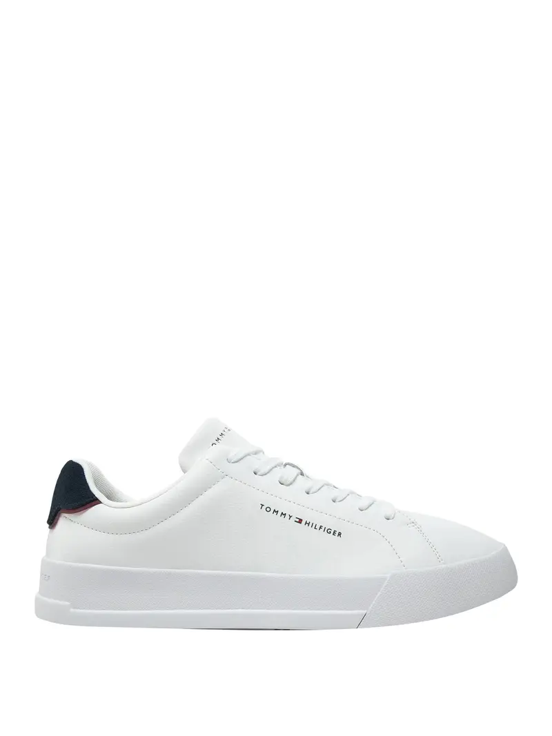Sneakers Tommy Hilfiger Sportive In Pelle Con Logo - Bianco