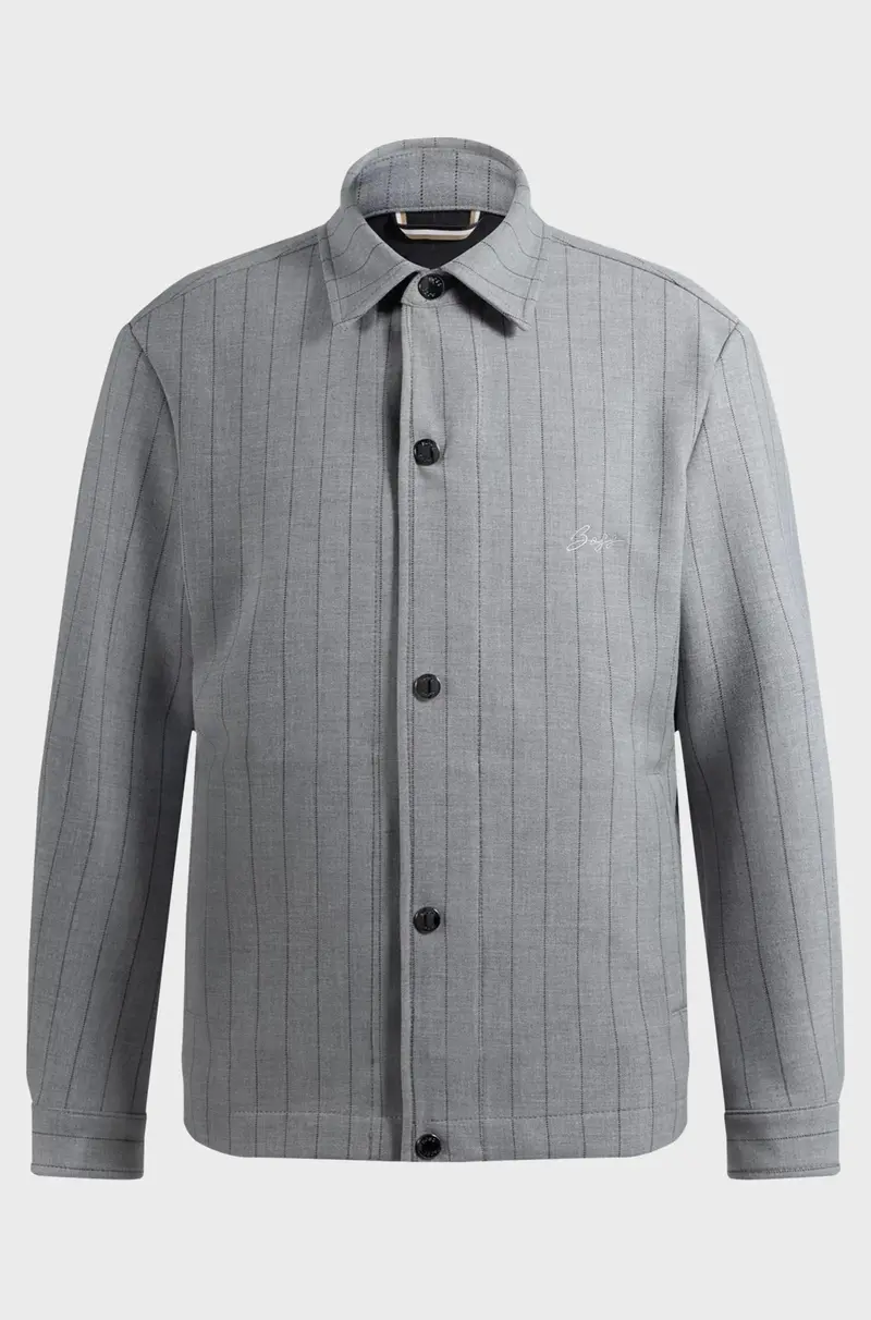 Sovracamicia relaxed fit con righe e logo scritto a mano