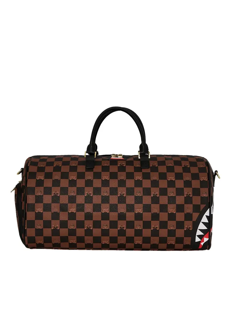 SPRAYGROUND Borsone Uomo PEEKING CHARACTER CHECK DUFFEL 910D7506NSZ Marrone
