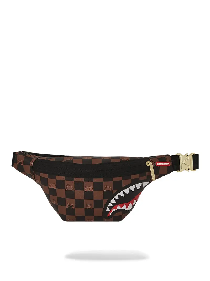 SPRAYGROUND Marsupio Uomo PEEKING CHARACTER CHECK CROSSBODY 910B7512NSZ Marrone
