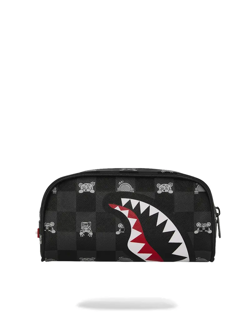 SPRAYGROUND Pochette Unisex adulto GRAY PEEKING CHARACTER CHECK PENCIL POUCH 910B8913NSZ Nero