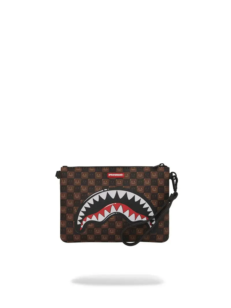 SPRAYGROUND Pochette Unisex adulto SHARKS IN PARIS WTF BUBBLE BROWN CHECK CROSSOVER CLUTCH - 910B9307NSZ