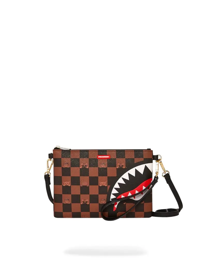 SPRAYGROUND Pochette Uomo PEEKING CHARACTER CHECK POUCHETTE 910B7509NSZ Marrone