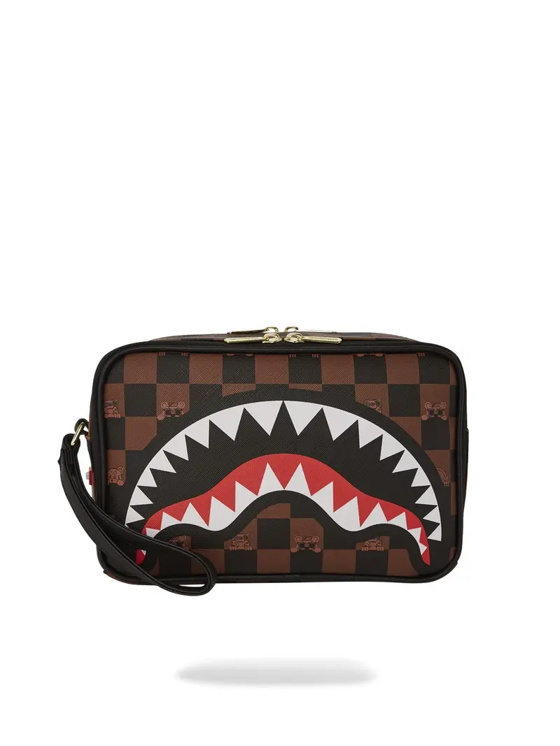 SPRAYGROUND Pochette Uomo PEEKING CHARACTER CHECK TOILETRY 910B7510NSZ Marrone