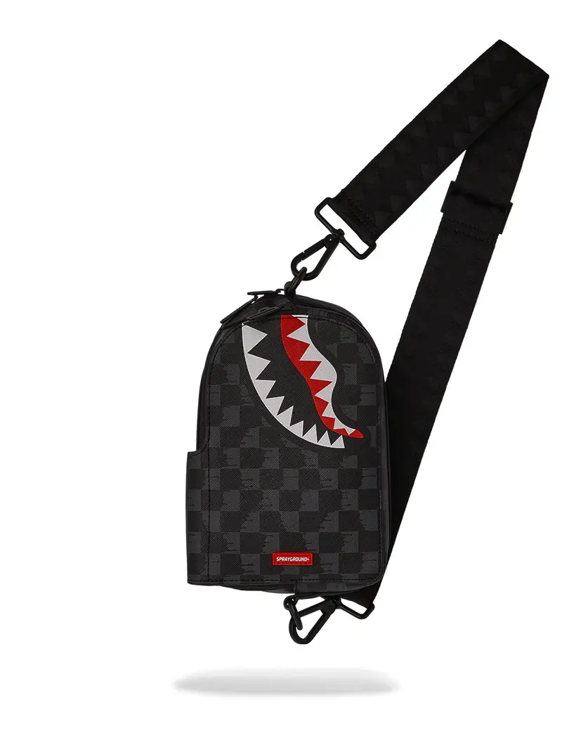 SPRAYGROUND Tracolla Uomo DRIP CHECK SHARK BACKPACK SLING 910B6569NSZ Nero