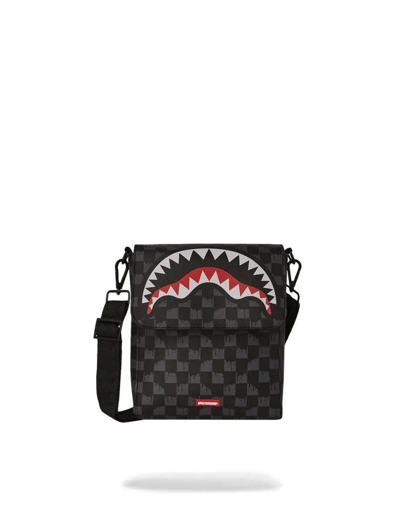 SPRAYGROUND Tracolla Uomo DRIP CHECK SHARK MESSENGER SLING 910B6572NSZ Nero