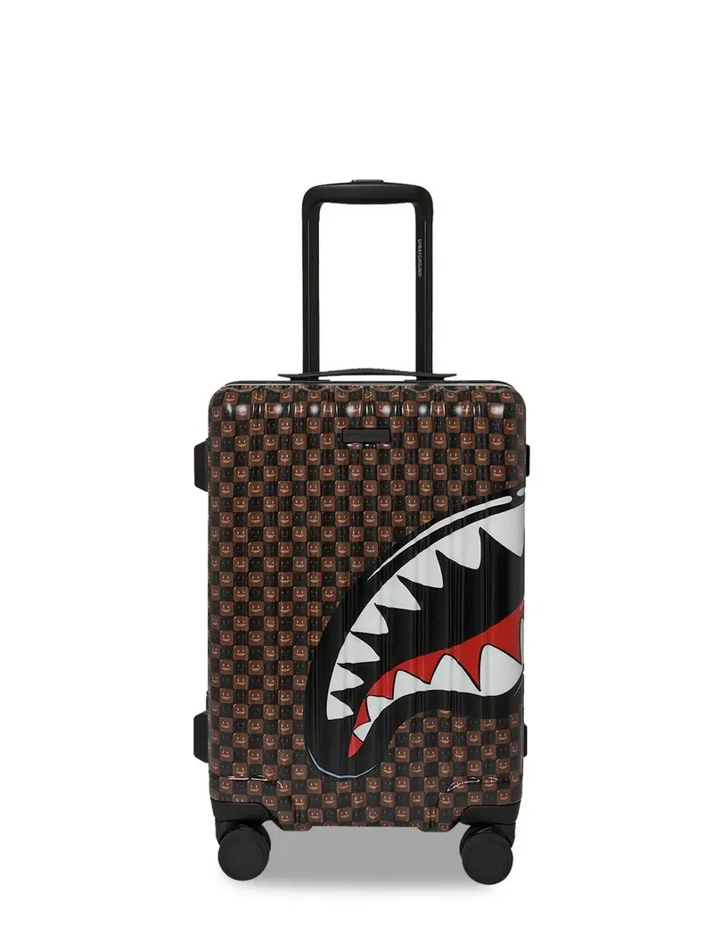 SPRAYGROUND Trolley Unisex adulto SHARKS IN PARIS WTF BUBBLE BROWN CHECK CARRY-ON LUGGAGE - 910CL327NSZ