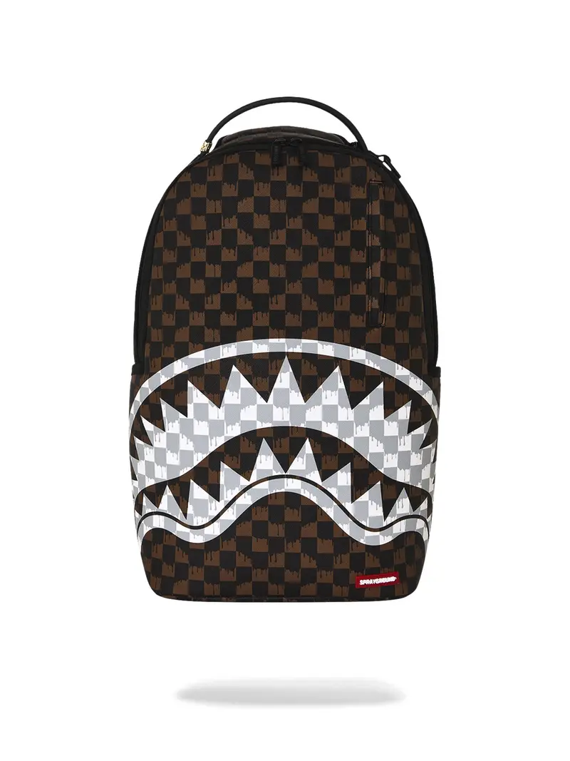 SPRAYGROUND Zaino Unisex adulto BROWN AND CREAM DRIP CHECK SHARK BACKPACK - 910B8552NSZ