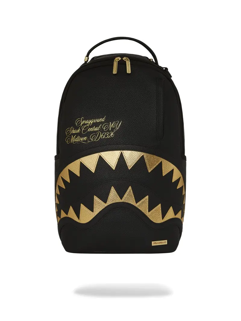 SPRAYGROUND Zaino Uomo SHARK CENTRAL GOLD DLXSV BACKPACK 910B7166NSZ Nero