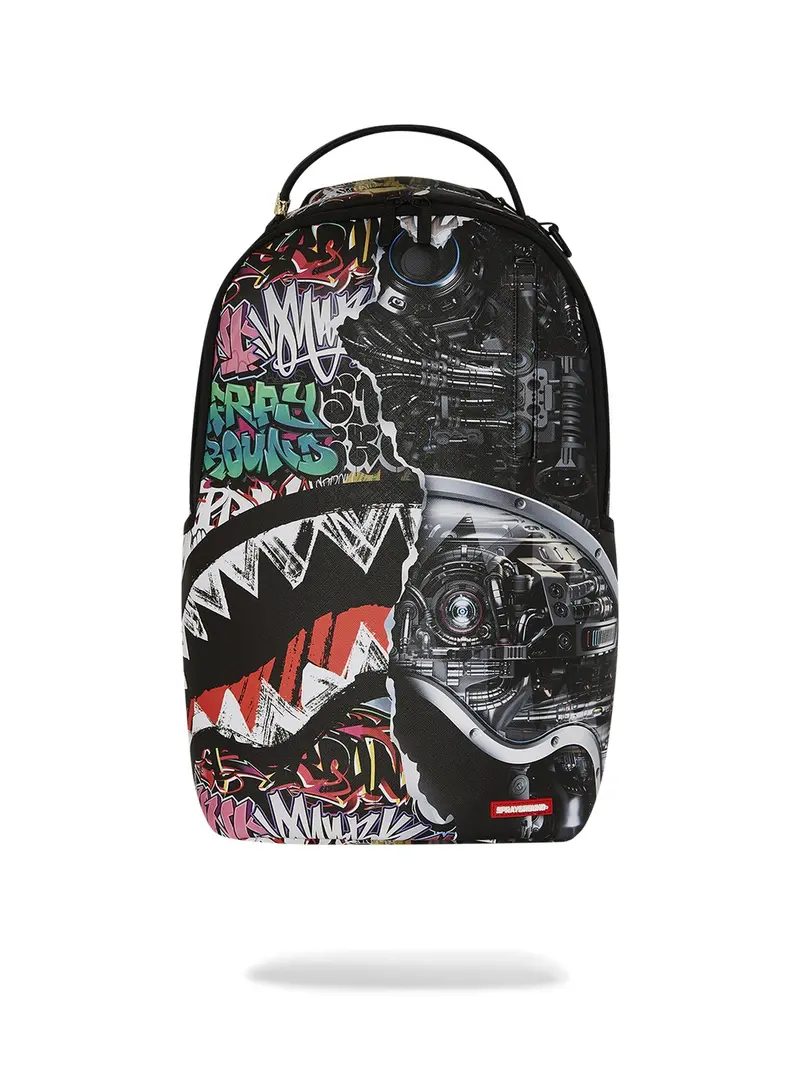 SPRAYGROUND Zaino Uomo SPLIT CYBERSHARK DLXSV BACKPACK 910B7126NSZ Nero