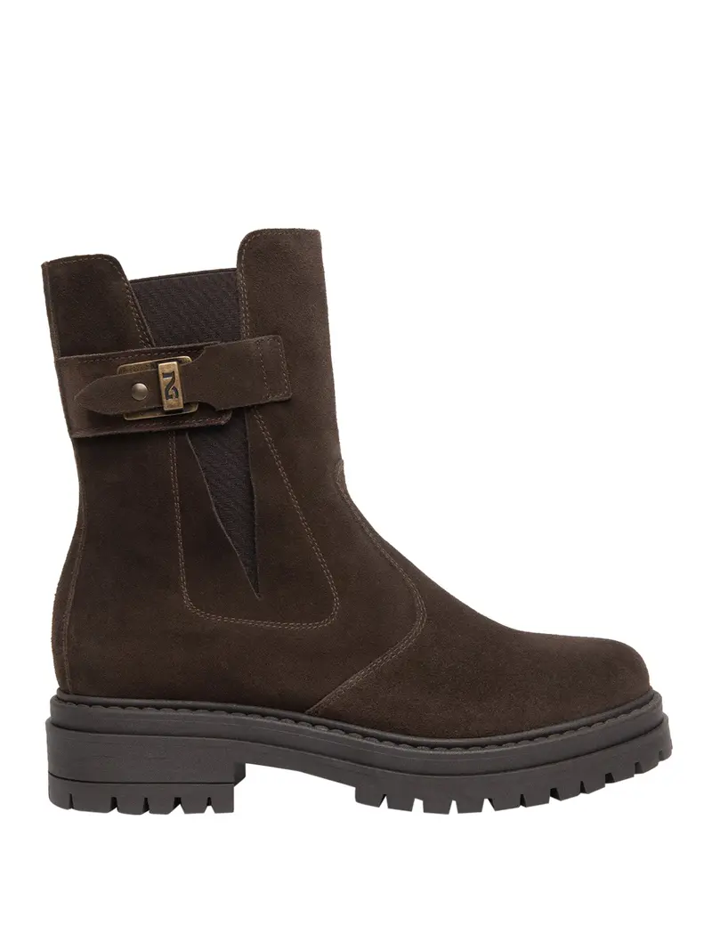 Stivaletti Chelsea Nero Giardini Donna in Suede Testa Di Moro
