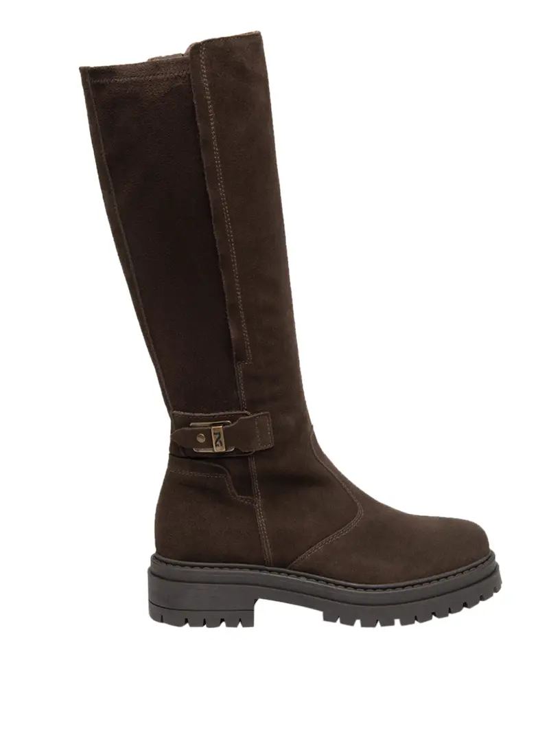 Stivali Donna Nero Giardini in Suede e Materiale Tecnico Testa Di Moro