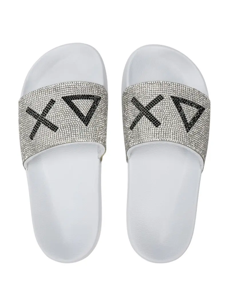 SUN68 Ciabatta Donna SLIPPERS LOGO STRASS X35205 01 Bianco