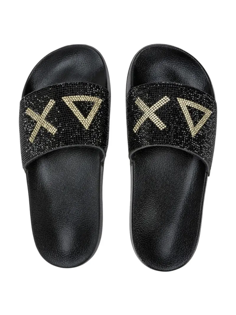SUN68 Ciabatta Donna SLIPPERS LOGO STRASS X35205 11 Nero