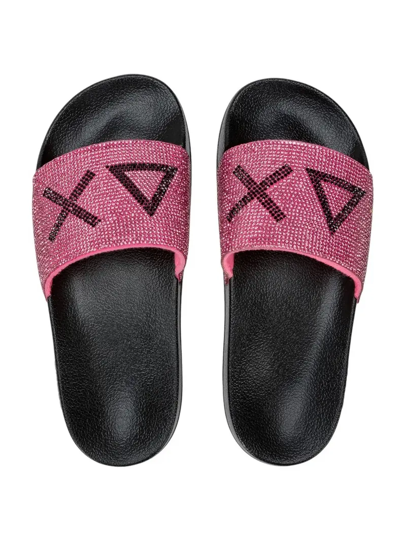 SUN68 Ciabatta Donna SLIPPERS LOGO STRASS X35205 1162 Nero