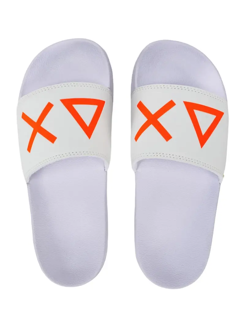 SUN68 Ciabatta Uomo Slippers Logo X34103 01 Bianco