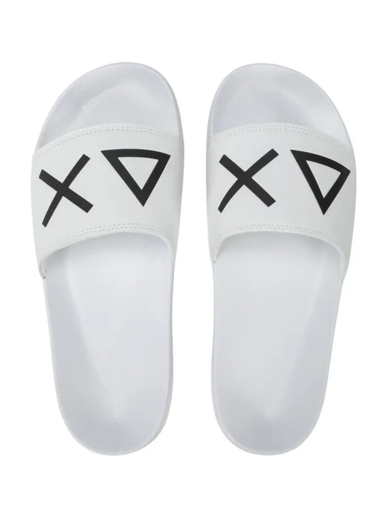 SUN68 Ciabatta Uomo Slippers Logo X35102 01 Bianco