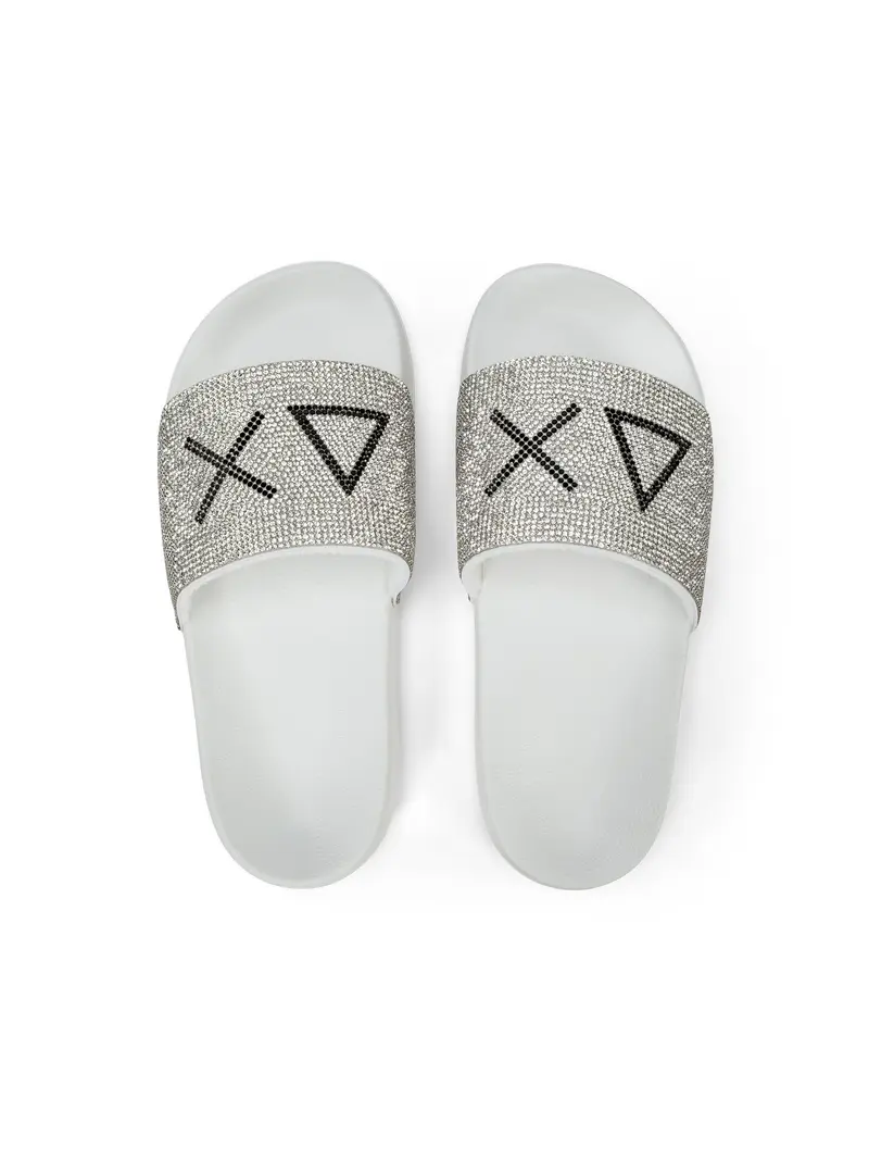 Sun68 Ciabatte Donna Slippers Strass Logo Bianco - X36211-01