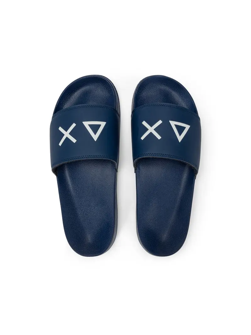 Sun68 Ciabatte Uomo Slippers Logo Navy Blue - X36110-07